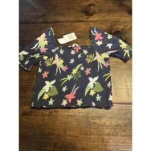 Roxy Navy Blue Floral Pattern Youth Girls‎ Size 16 XXL Summer Top. New